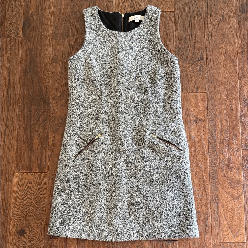 Loft Gray Tweed Sleeveless Dress